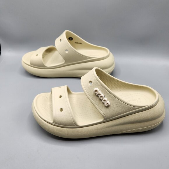 Crocs Classic Crush Platform Sandal Cream Unisex Mens 8 Womens 10 - Picture 2 of 11